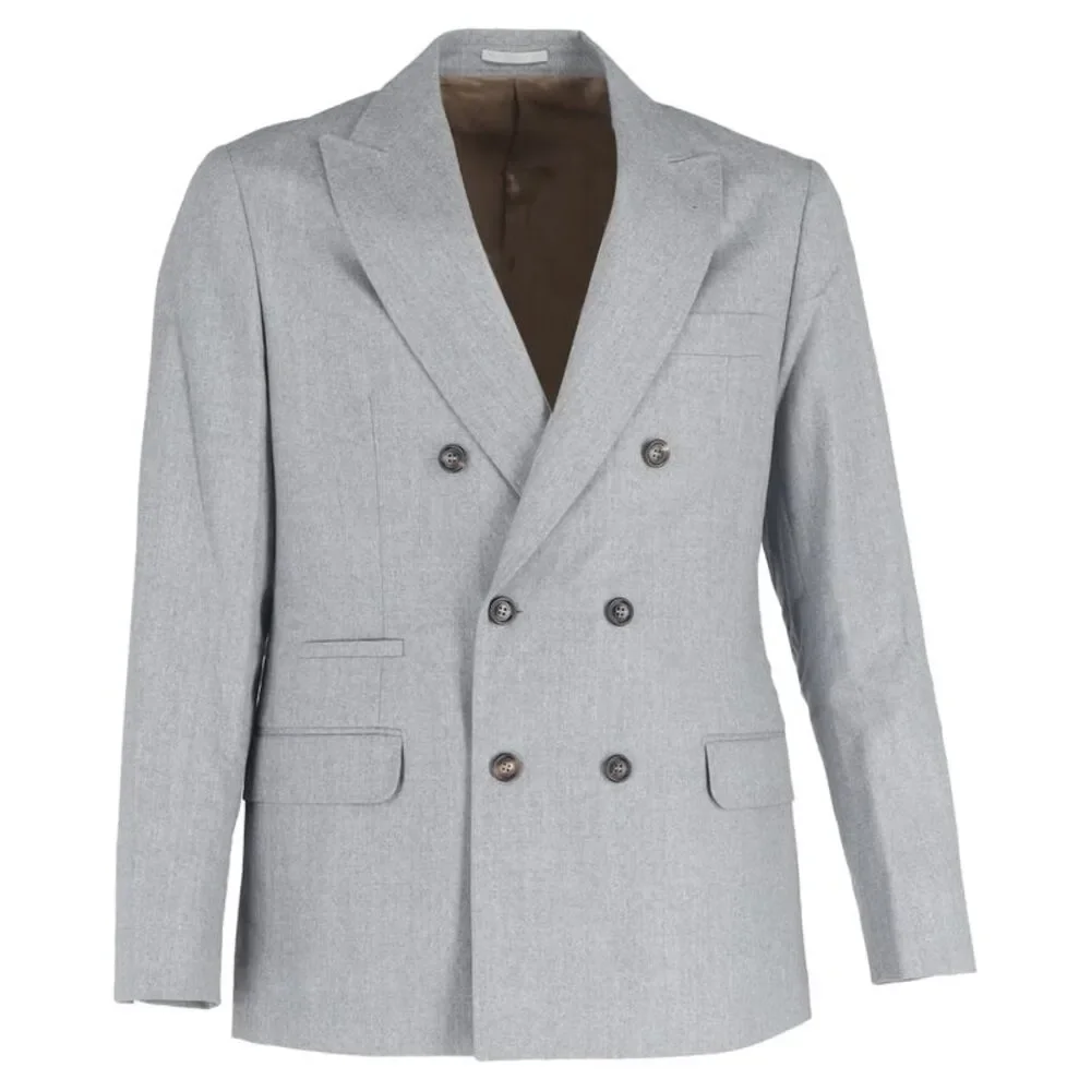 Brunello Cucinelli Grey Double Breasted Jacket